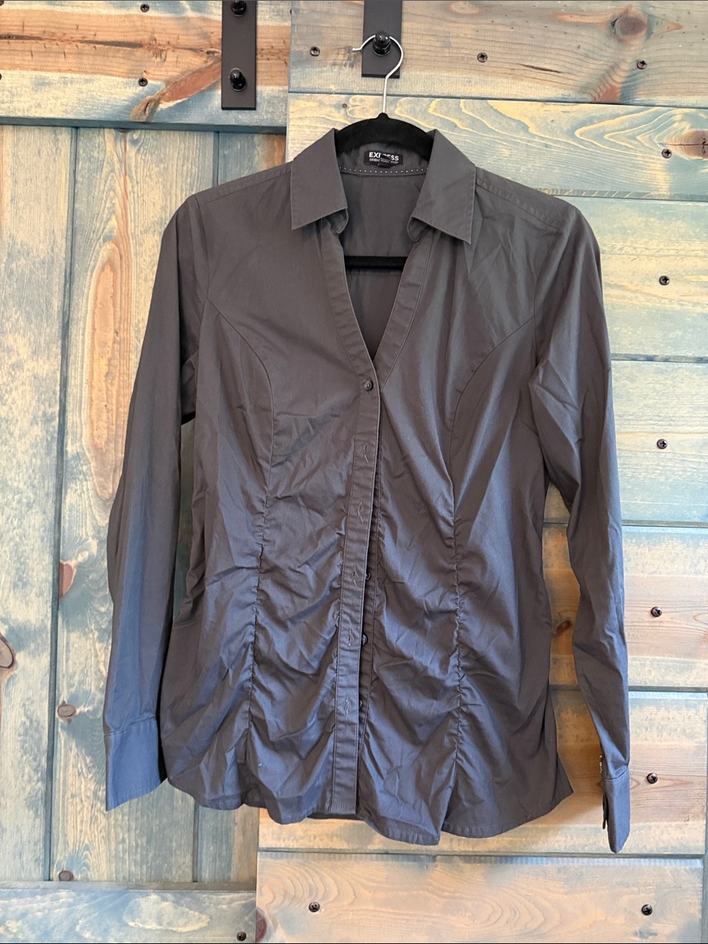 Express black Gray Fitted Button-Down Shirt